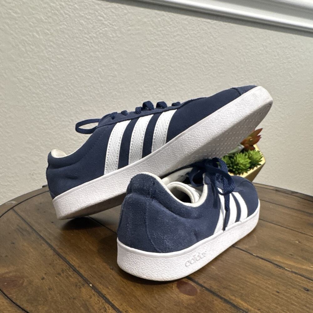 adidas Blue/White VL Court 2.0 Low Top Lace Up Athletic Sneaker EG4107 2019